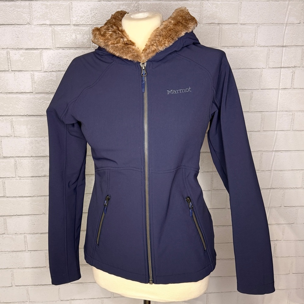 Marmot Women's Navy Jacket with Faux Fur Hood